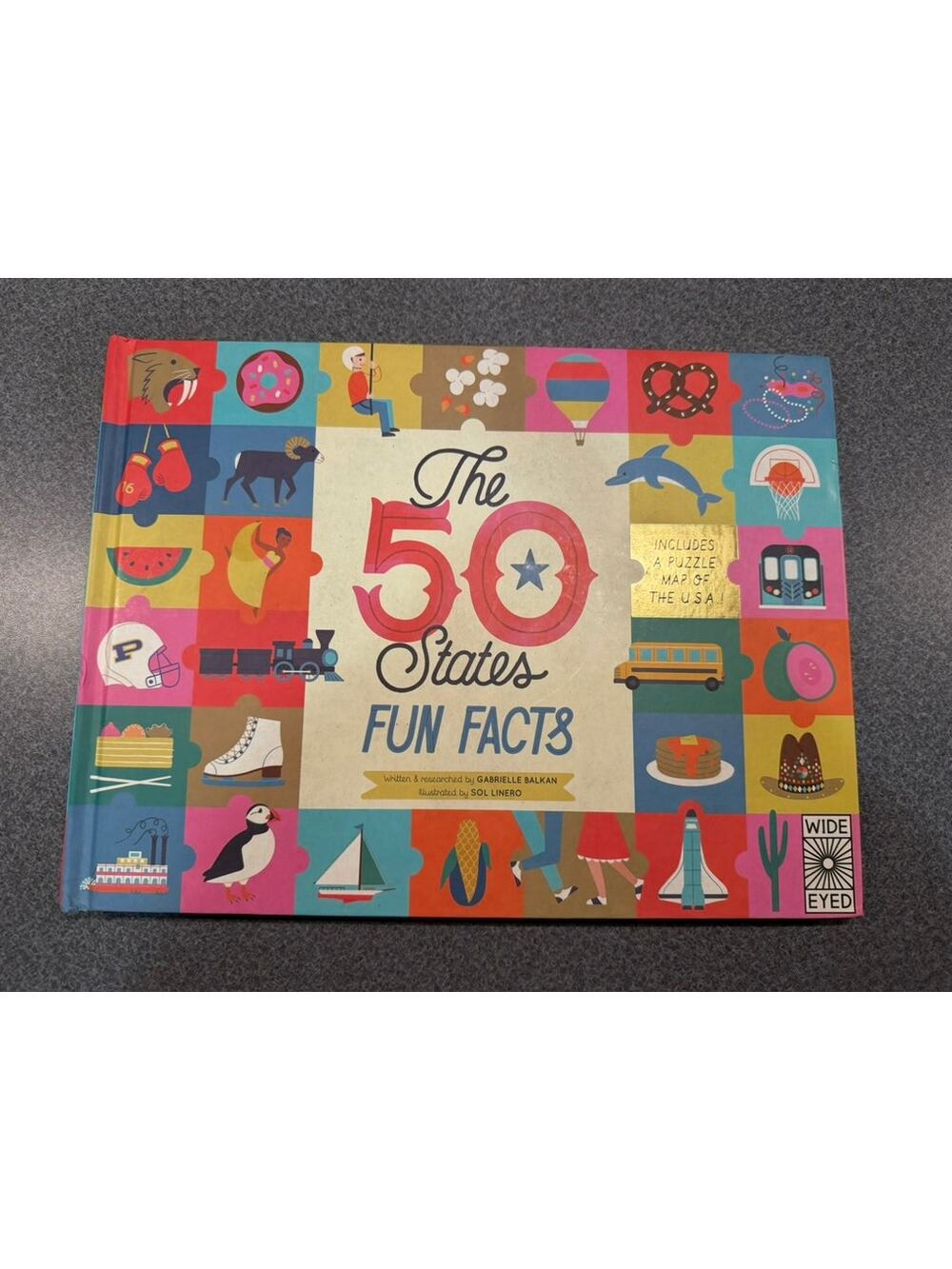 The 50 States Fun Facts Hardback w/ USA Map Puzzle